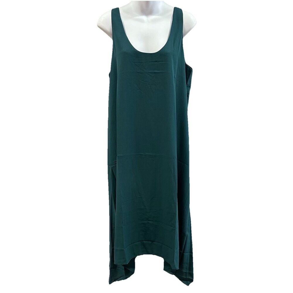 Three Eighty Two Dress Womens Large Teal Pullover Asymmetrical Midi Minimalist